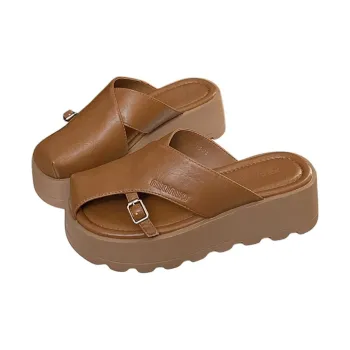 Yamada Hyakuju Slippers Dark Brown Ecru