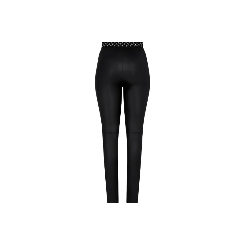 LOUIS VUITTON Contrast Accent Leather Leggings-1