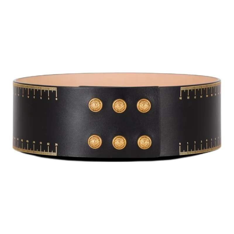 BALMAIN Calfskin, Metal, Metal, Leather Belts Unisex Black 7.5CM-1