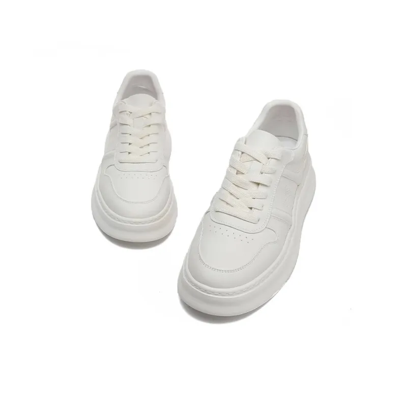Bansley Abrasion Resistant Low Top Skateboard Shoes Men's White-4