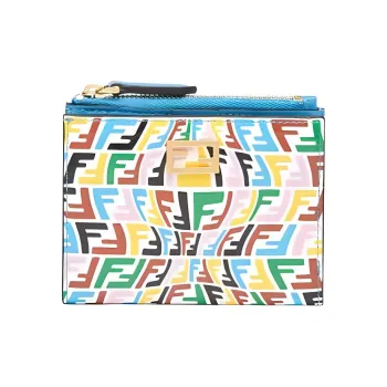 FENDI Baguette Calfskin Baguette Bag Wallet Medium Size Women's Blue/Multicolor