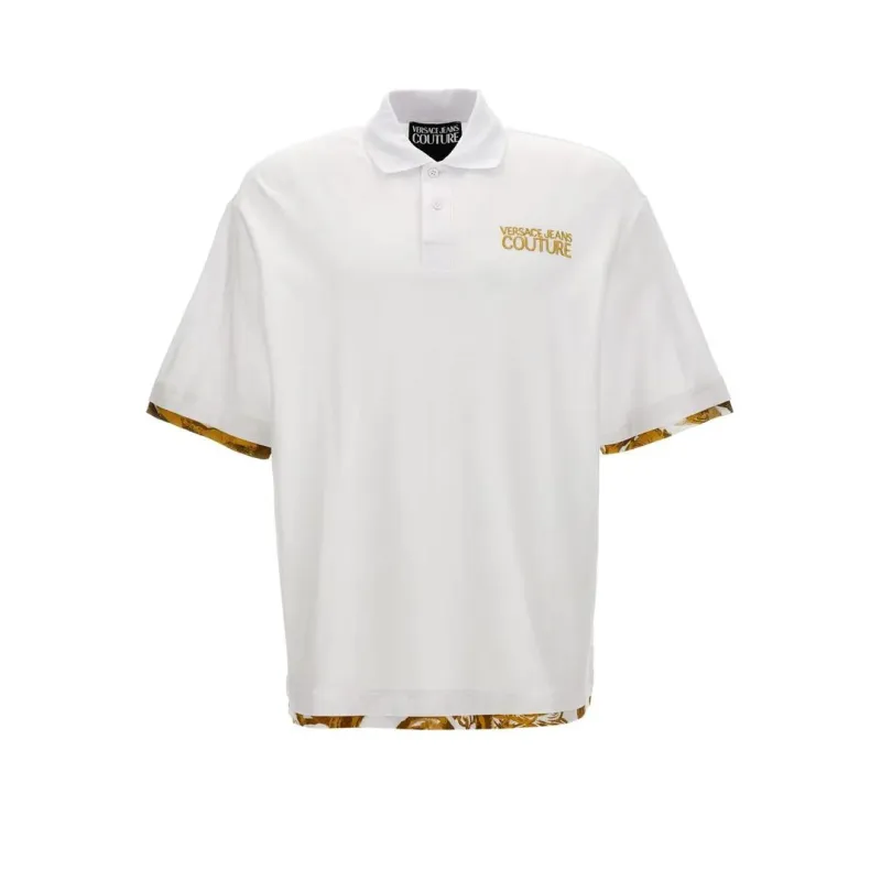 VERSACE JEANS COUTURE Logo Embroidered Short Sleeved Polo Shirt-0