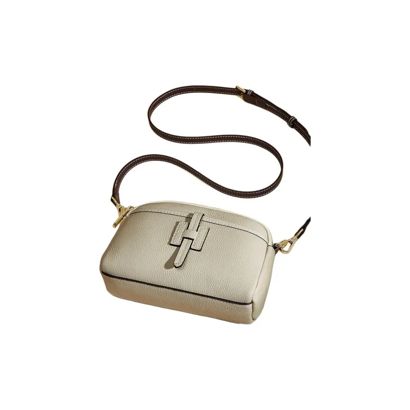 KAISER Top Grain Cow Leather Shoulder Bag, Crossbody Bag Regular Women's Black/Milkshake White-5