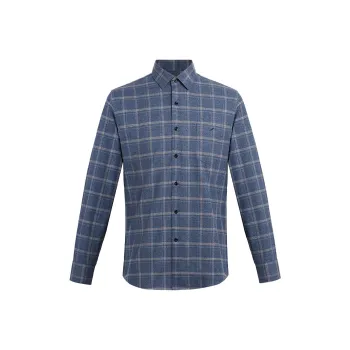 DANIEL HECHTER Shirt Fall And Winter Men's Gray Blue Plaid