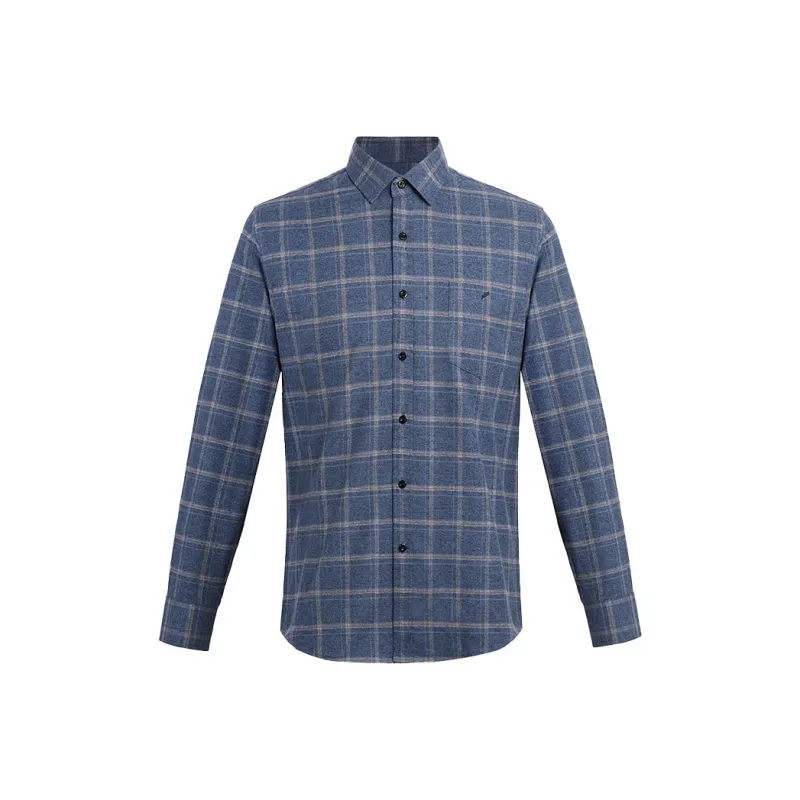 DANIEL HECHTER Shirt Fall And Winter Men's Gray Blue Plaid-0