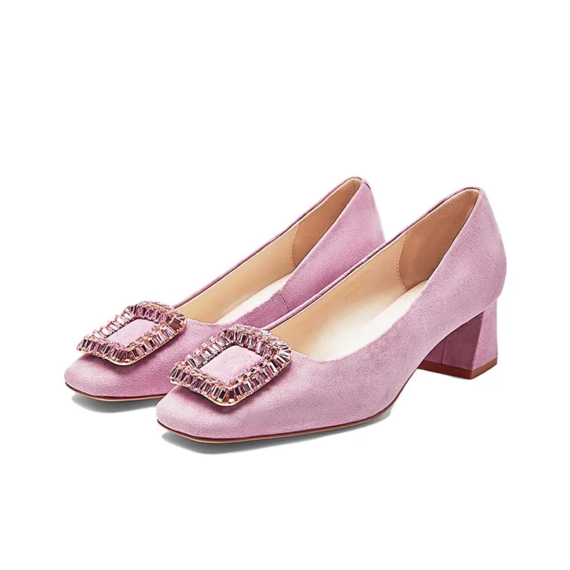 NINE WEST Chunky Heel High Heels 4.9cm Women's Pink-2