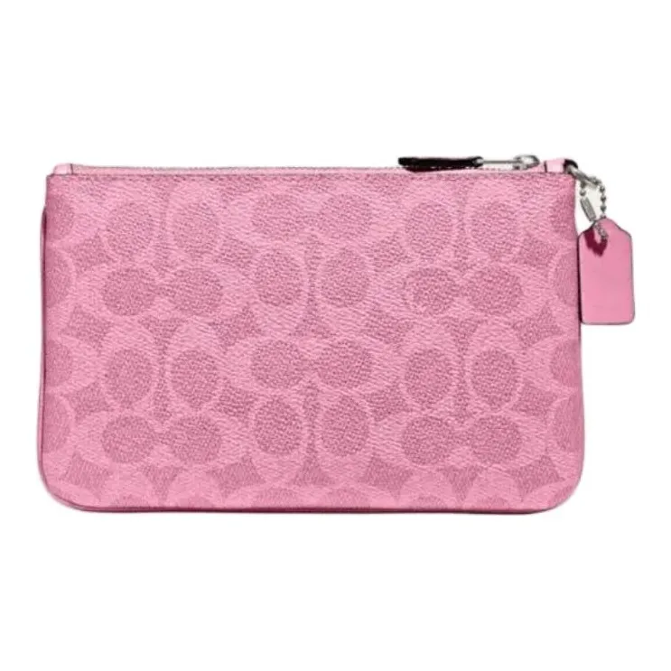 COACH Wristlet Artificial Leather Wrist Bags Clutches Small Size Women's Fresh Pink-1