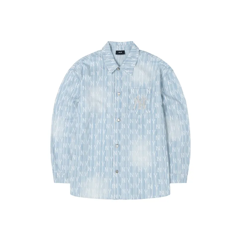 MLB New York Yankees Old Flower Shirt Unisex Light Blue-0