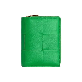 Bottega Veneta CASSETTE Lambskin Wallet Small Size Men's Green