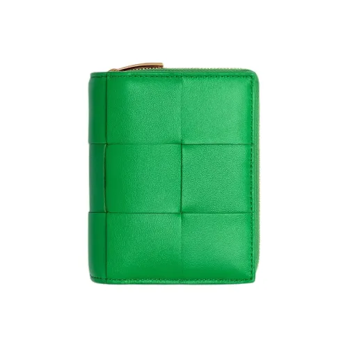 Bottega Veneta CASSETTE Lambskin Wallet Small Size Men's Green