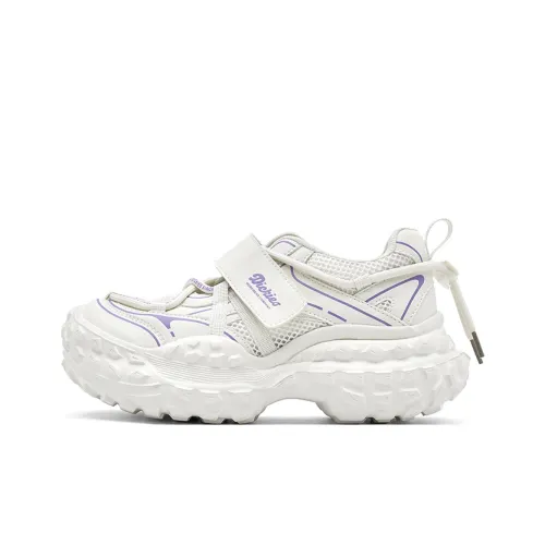 Dickies Slip Resistant, Abrasion Resistant, Breathable Low Top Chunky Sneakers Women's Beige Purple
