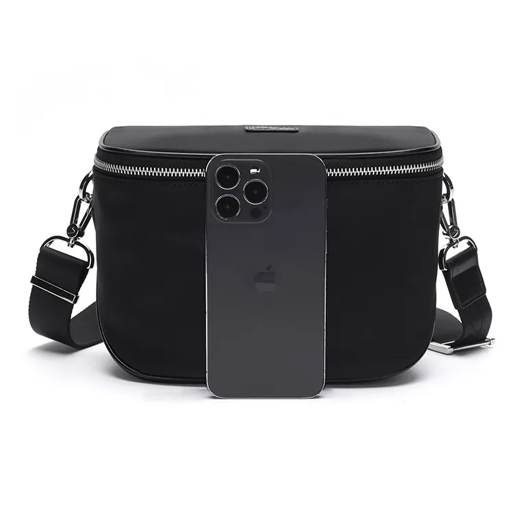 Satchi Fabric Shoulder Bag Regular Men's Black-4