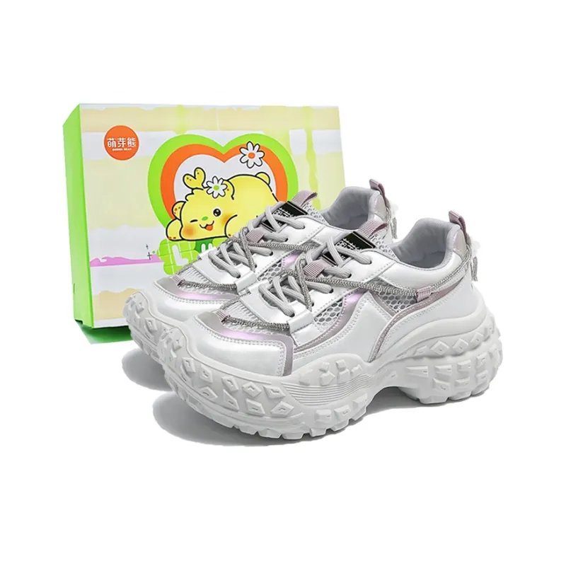Budding Bear Anti-Slip Wear-Resistant Breathable Height Increasing Low-Top Chunky Sneakers Women's Box-0