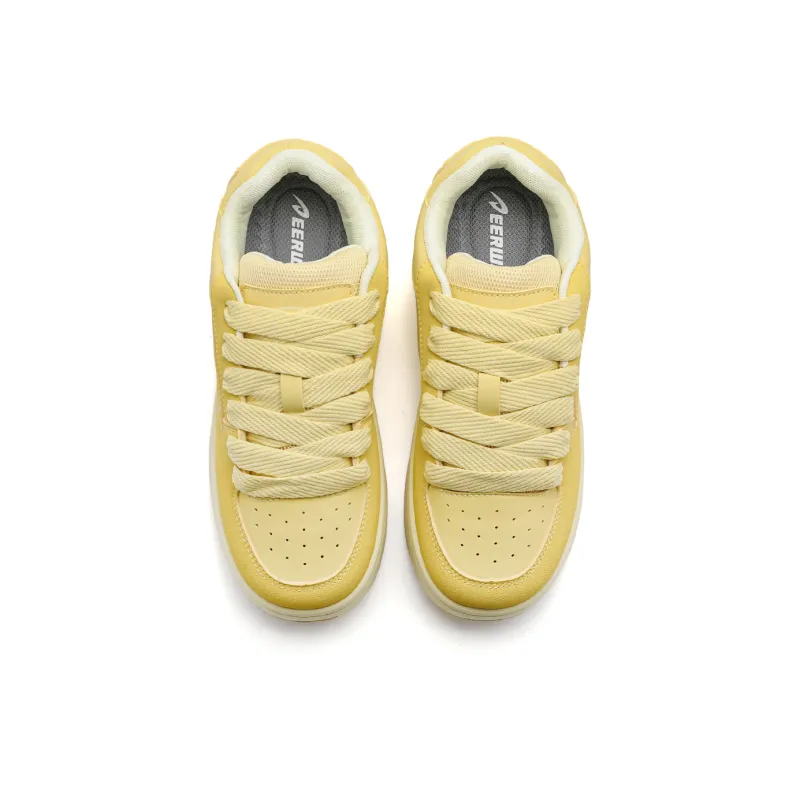 DEERWAY Height Increasing Lightweight Breathable Low Top Casual Shoes Women's Lemon-2
