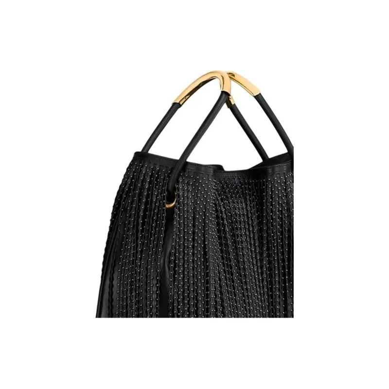 DIOR Lambskin Handbag Large Size Women's Black-5