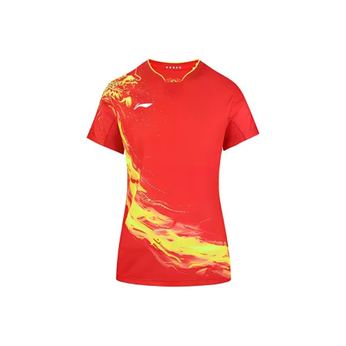 LINING Table Tennis Clothing Women's Cherry Total Crimson