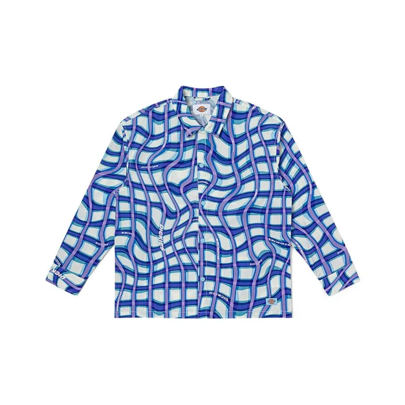 Dickies Shirts Unisex Sky Blue Wave Plaid-0