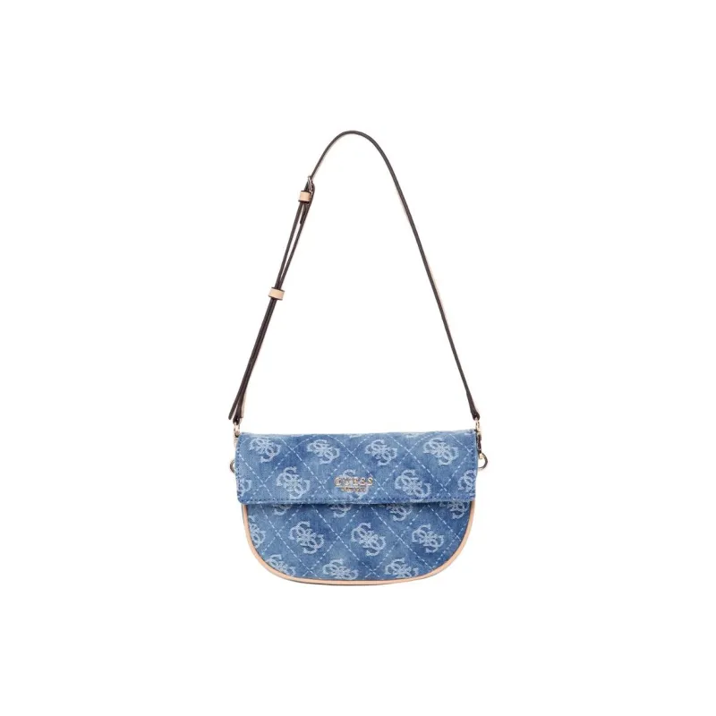 GUESS Fabric With Artificial Leather Shoulder Bag Medium Size Women's Denim Blue-0
