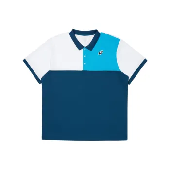 Asics Polo Shirt Men's Gray Mackerel Blue Bright White