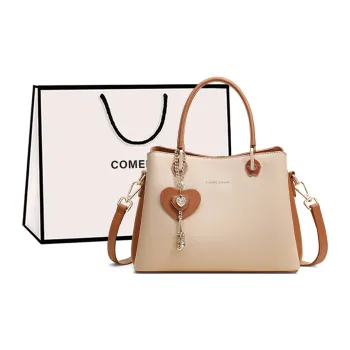 COMELY Cow Leather Crossbody Bag, Commute Tote, Women's Bag Regular Women's Milk Tea