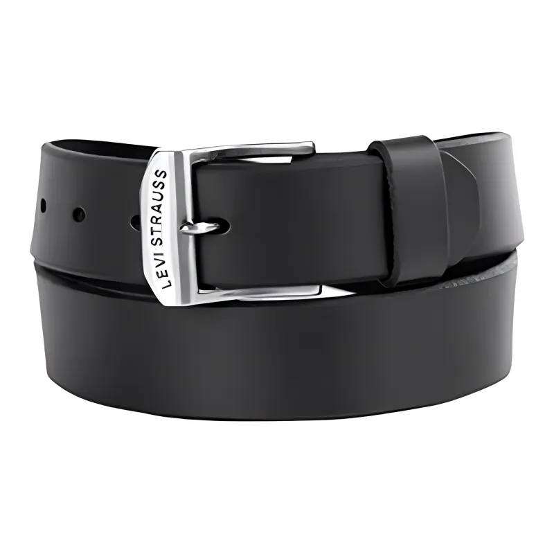 Levis Vintage Brushed Pin Buckle Leather Belts Men's Black Width: 3.8CM-2