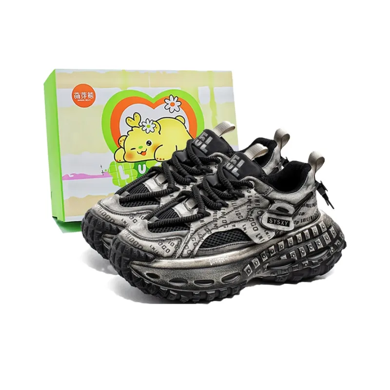Budding Bear Anti Slip Wear Resistant Breathable Height Increasing Low Top Chunky Sneakers Men's Box-0