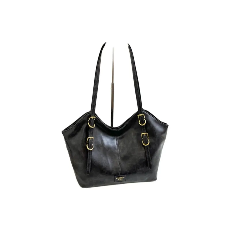 SUN EARTH &U PU Tote Bag, Shopping Bag, Shoulder Bag Women's Black/Brown/Coffee/Ecru-5