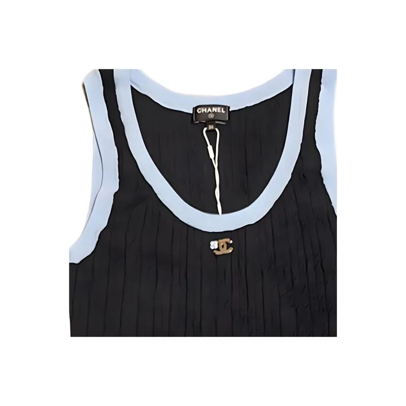 CHANEL 24 Fall Winter Sleeveless Dress Women's Black-6