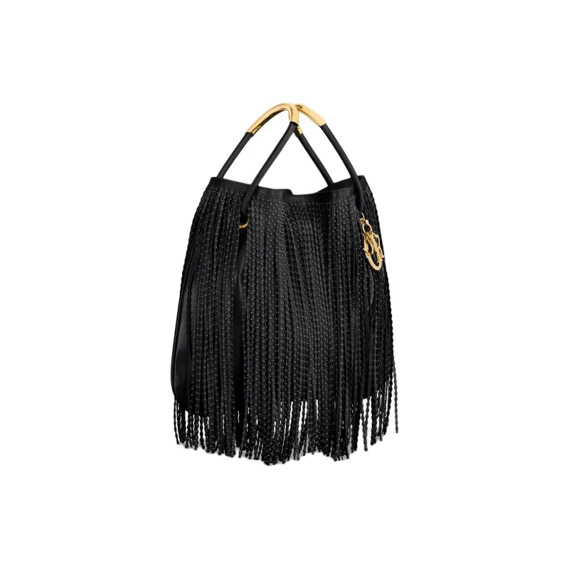 DIOR Lambskin Handbag Large Size Women's Black-1