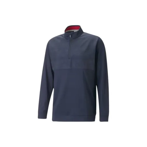 PUMA VOLITION Camo Cover Quarter-Zip Men's Golf Top Sweatshirt Men's Marine Blue