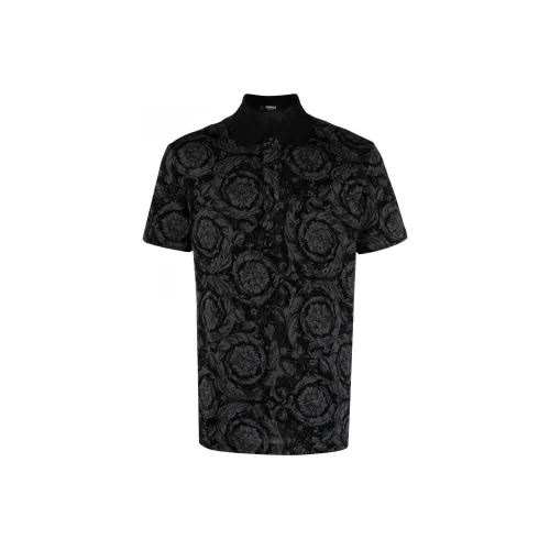 VERSACE Barocco Jacquard Short Sleeved Polo Shirt