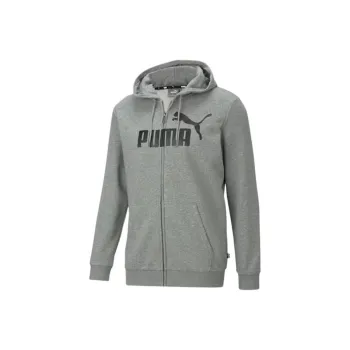 PUMA Essentials Big Logo Full-Zip Hoodie Sweatshirt Men's Gray