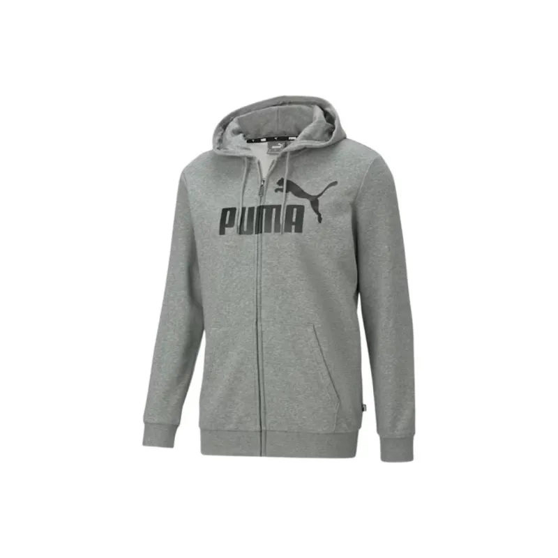 PUMA Essentials Big Logo Full-Zip Hoodie Sweatshirt Men's Gray-0