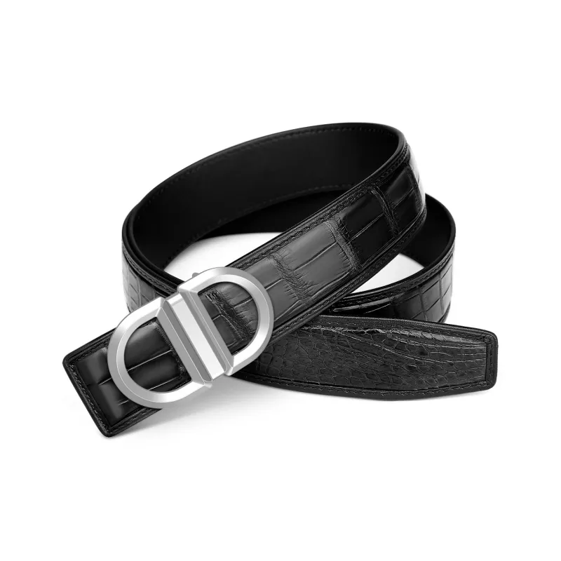 CATELLES Crocodile Leather Belts Men's 3.5cm-3