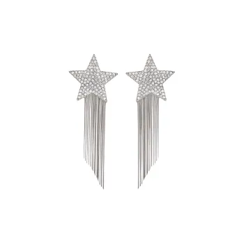 SAINT LAURENT Brass Clip On Earrings Women's Silver