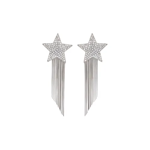 SAINT LAURENT Brass Clip On Earrings Women's Silver