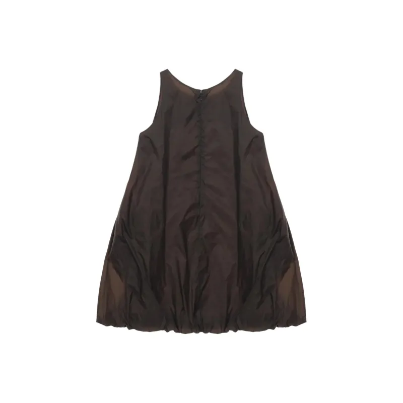 AMOMENTO Nylon Volume Mini Dress 'Brown'-1