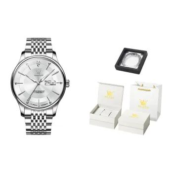 OLEVS Mechanical Movement Stainless Steel Watchband Watch Men's Watches White Dial