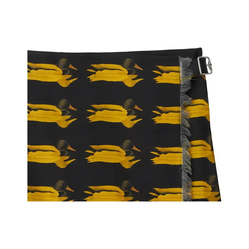 Burberry Animal-Printed Frayed-Edge Mini Skirt-3