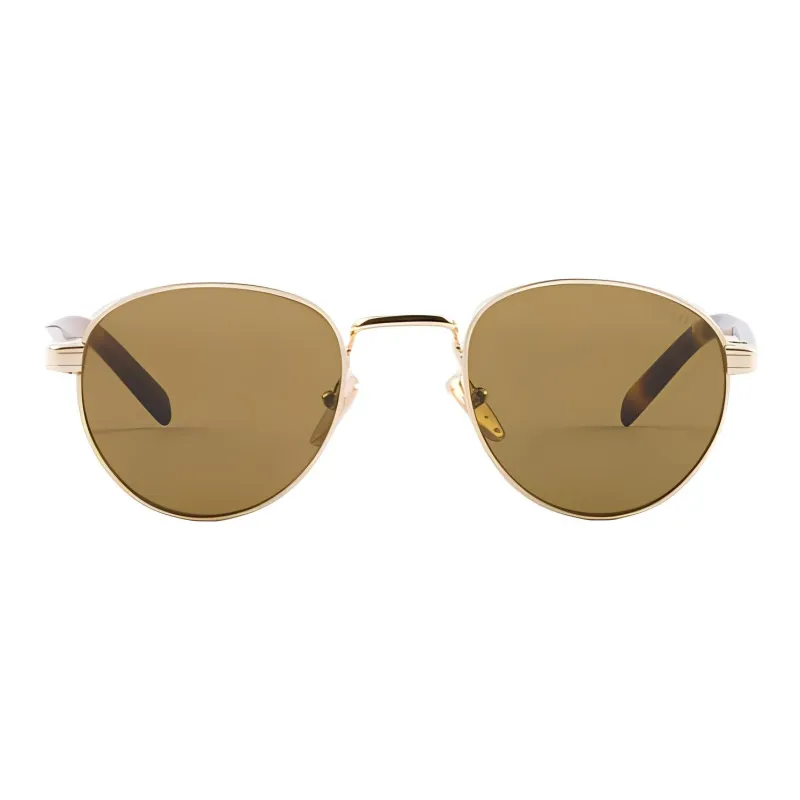 PRADA Metal Round Sunglasses Unisex Gold-2