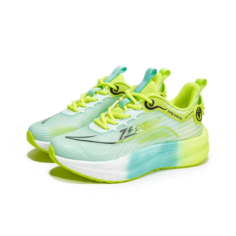 7 PE Running Shoes Unisex Low Top Light Sea Blue/Orange Red-2
