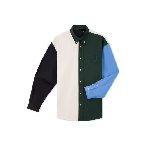 Tommy Hilfiger Shirt Men's Green/White Blue Color Blocking