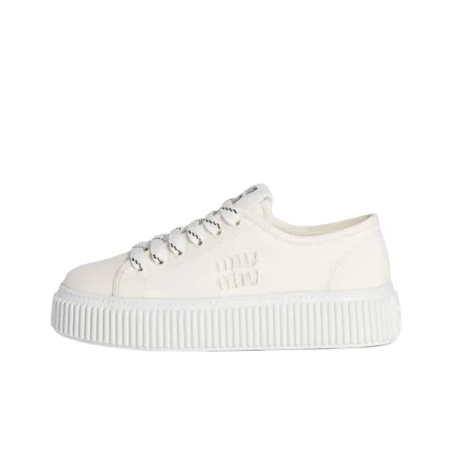 MIU MIU Low Top Canvas Shoes Women's Ivory White