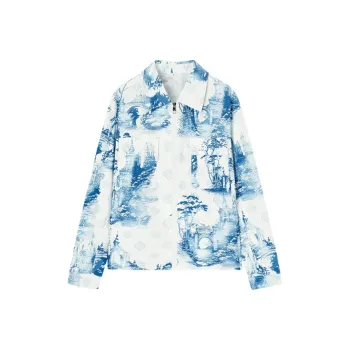 DEGAIA Jackets & Coats Men's Sky Blue Positioning Flower