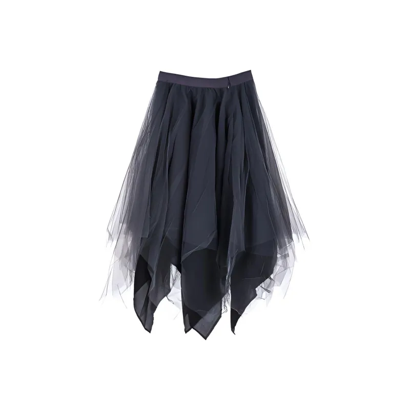 MARC LE BIHAN Asymmetric Tulle Midi Skirt-1