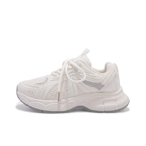 MKTKM Anti Slip Wear Resistant Low Top Chunky Sneakers Women's Ecru