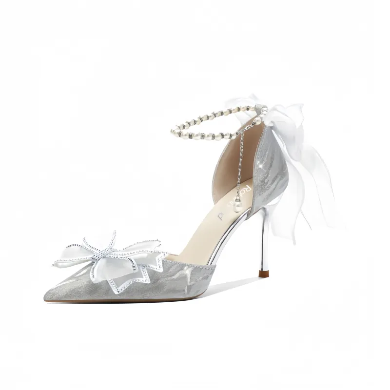ROBINHOOD Castle Box Slim Heel High Heels Women's Silver-0