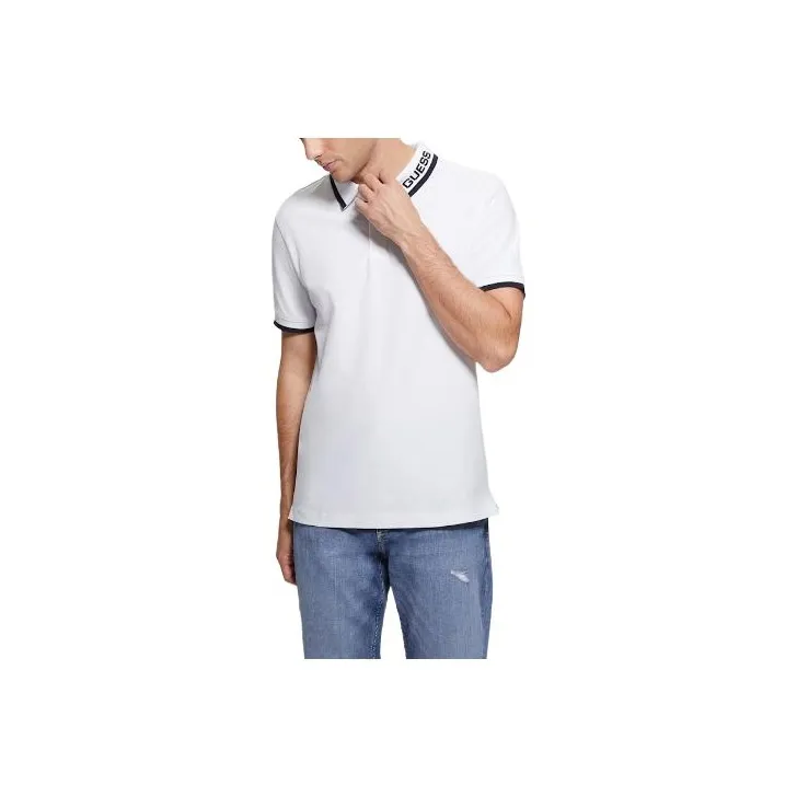 GUESS Eco Lyle Logo Polo Polo Shirt Men's White-0