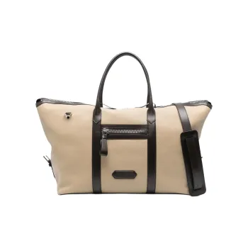 TF Cow Leather Travel Bag Men's Sandy Beige