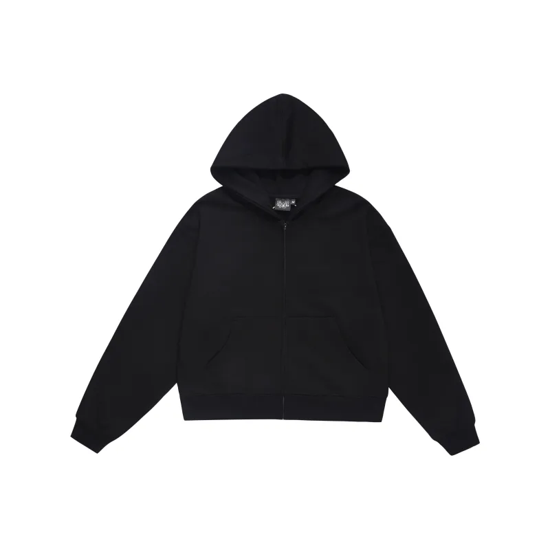 MAD WITCH Gray Hoodie Vintage Casual Boxy Cropped Loose Fit Coat Unisex-2